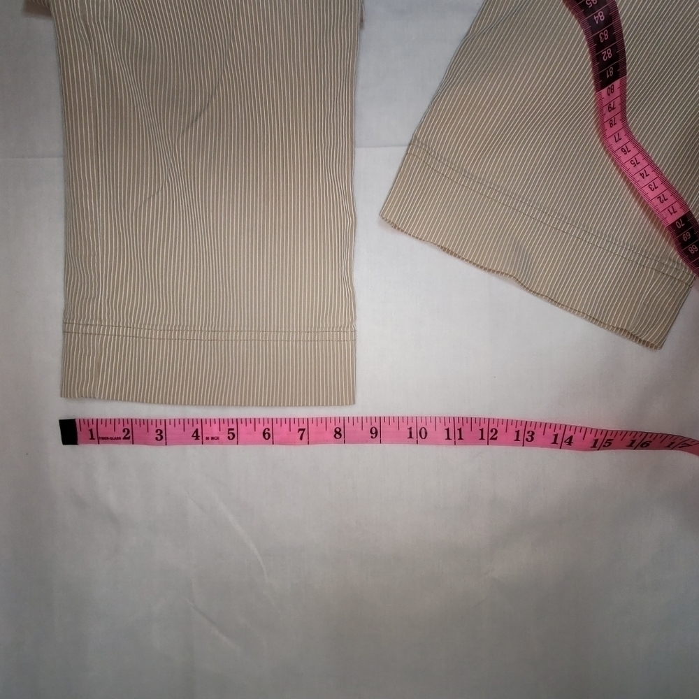 Jones New York Stretch Tan & White Seersucker Cropped Women's Pants Size 4 - Picture 10 of 10